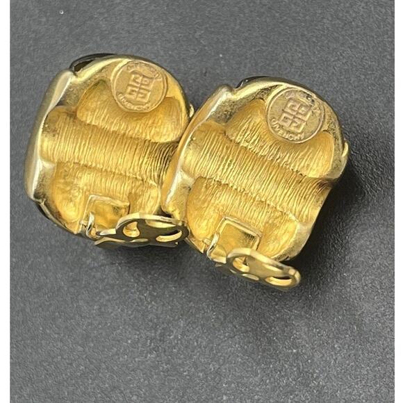 Givenchy Vintage Gold Tone Non Pierced Brown Lucite Glowing Clip On Earrings - Picture 7 of 10